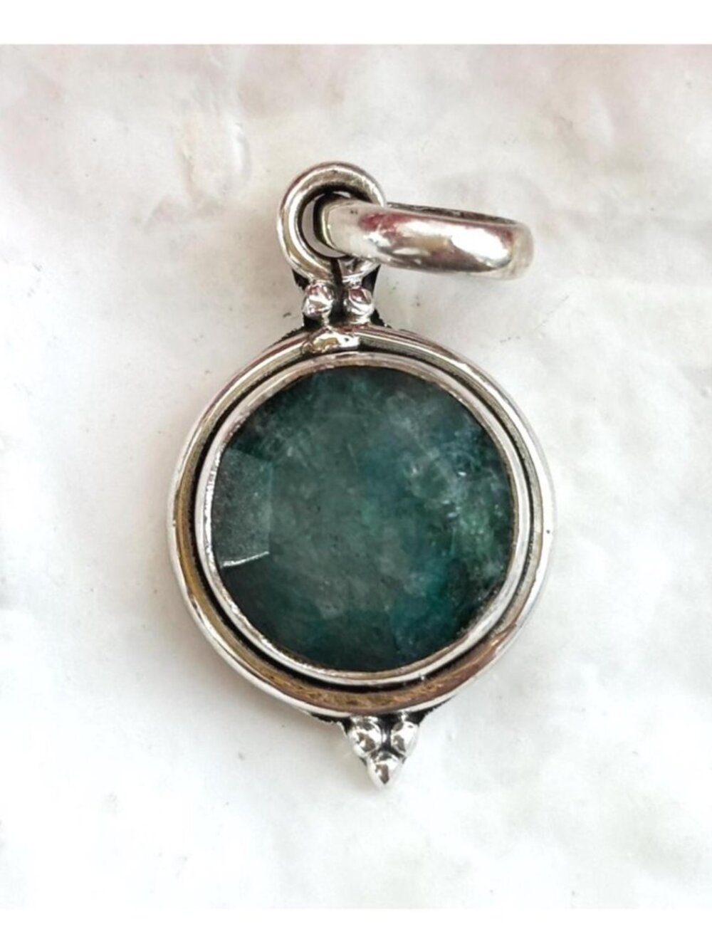 Seraphinite | Chlorite Jade Minimalist Sterling Silver 925 Vintage Pendant